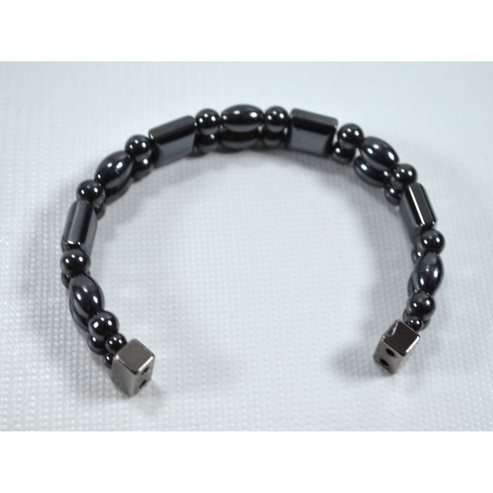 Magnetic Gunmetal Black Silver Tone Bracelet 6.5" - Picture 2 of 8